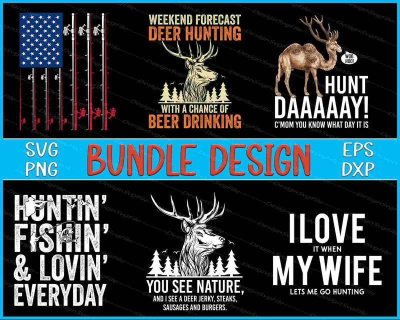 Hunting Bundle SVG, Fishing Rod PNG