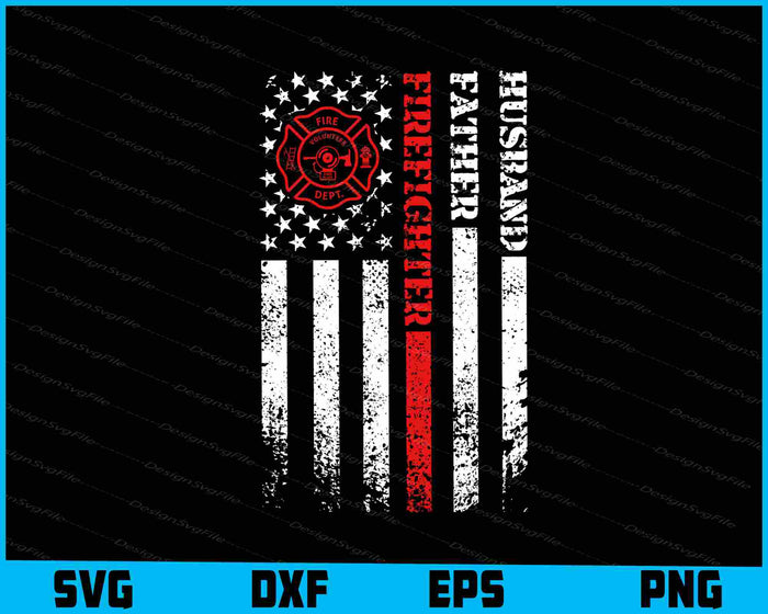 Collection of firefighter-themed designs with text and graphics on a black background.