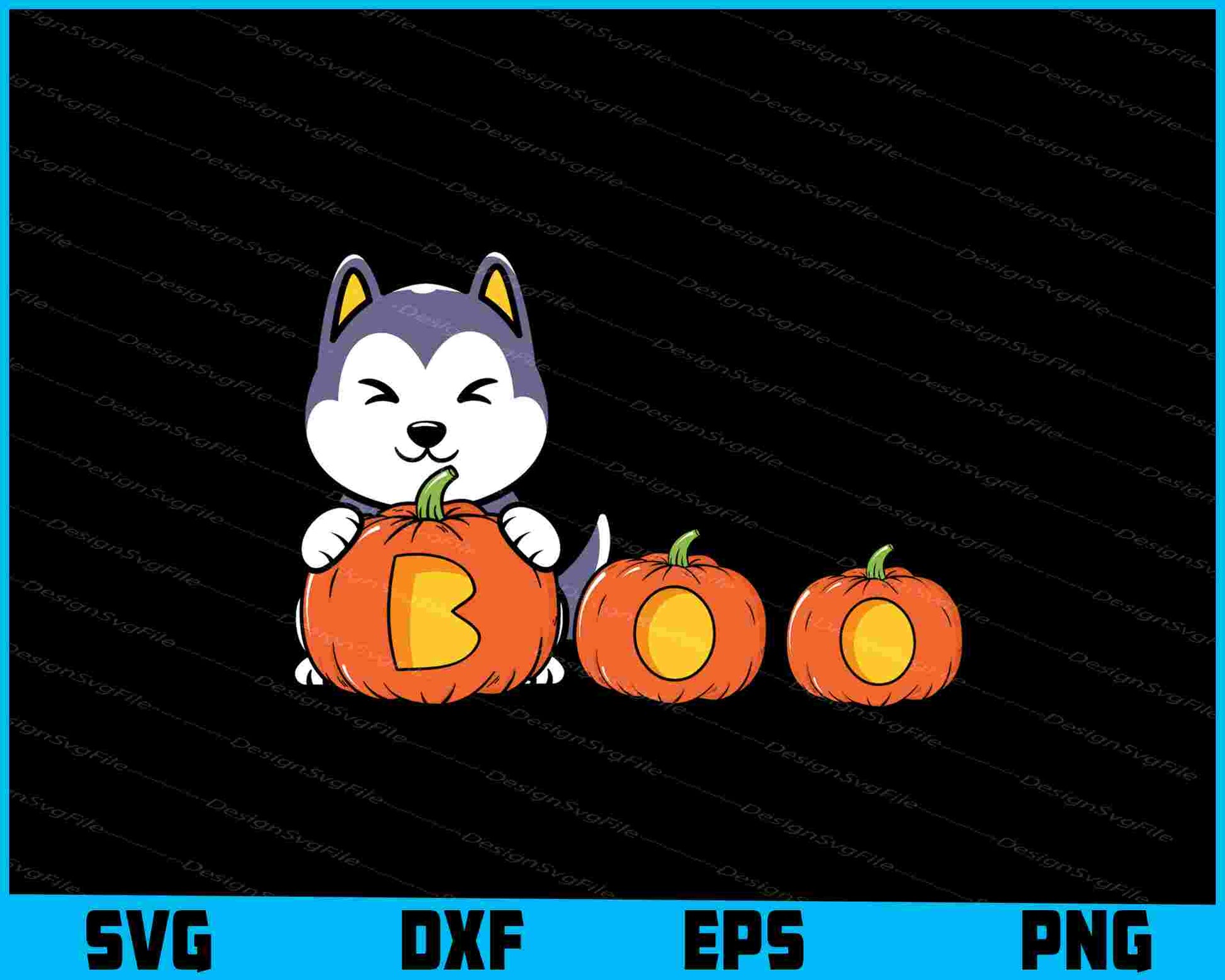 Husky Boo SVG Pumpkin PNG Printable File  - Premium Cutting Files in SVG, PNG & EPS Formats - Premium SVG Cutting Files for Crafts