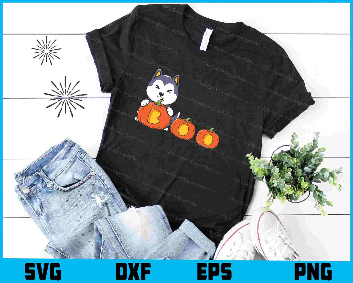 Husky Boo SVG Pumpkin PNG Printable File  - Premium Cutting Files in SVG, PNG & EPS Formats - Premium SVG Cutting Files for Crafts