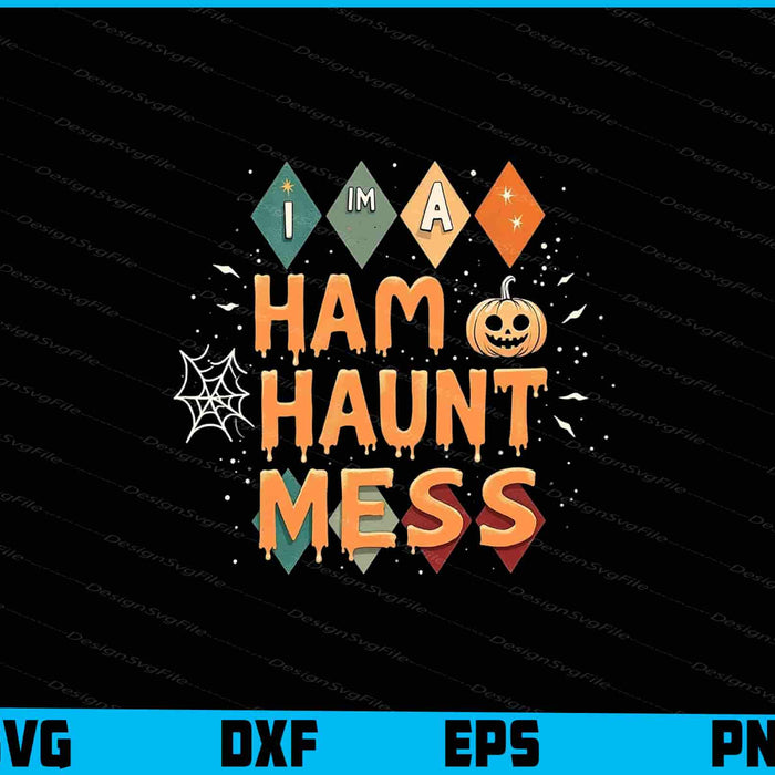 Halloween-themed text design with colorful letters and a pumpkin on a black background.