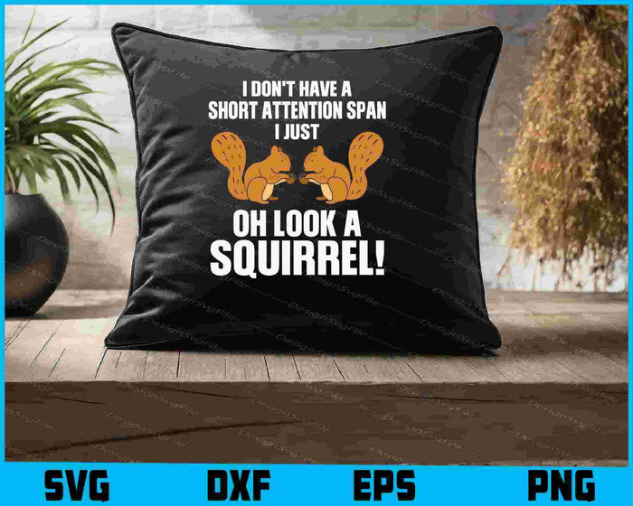 Collection of squirrel-themed designs with text and graphics on a black background.