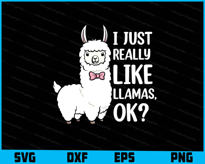 Collection of llama-themed designs with text and graphics on a black background.
