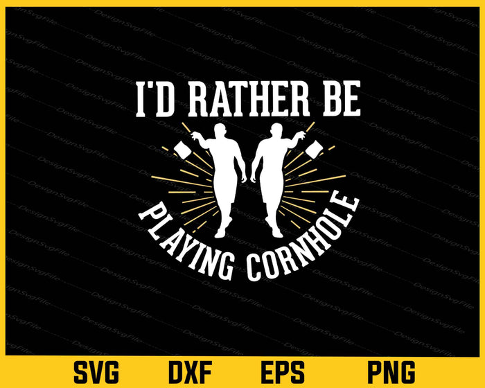 Collection of cornhole-themed designs with text and graphics on a black background.