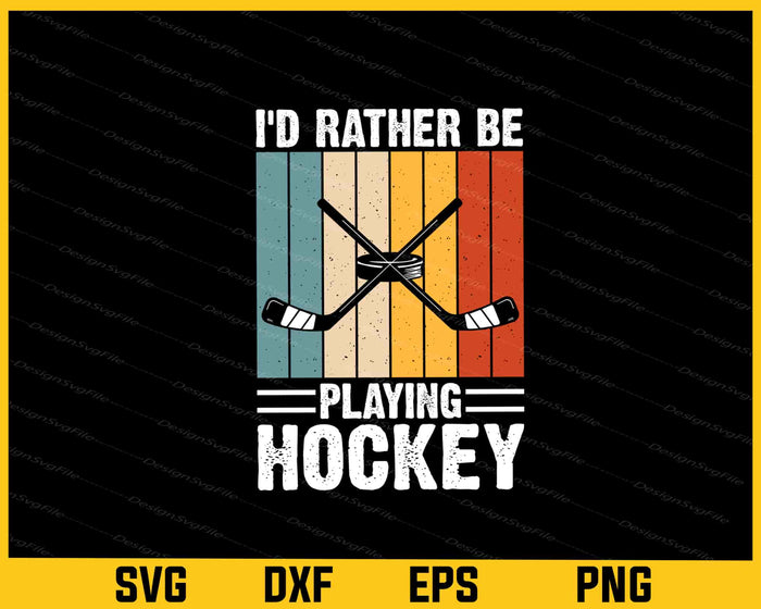 Collection of humorous hockey-themed designs with text and graphics on a black background.