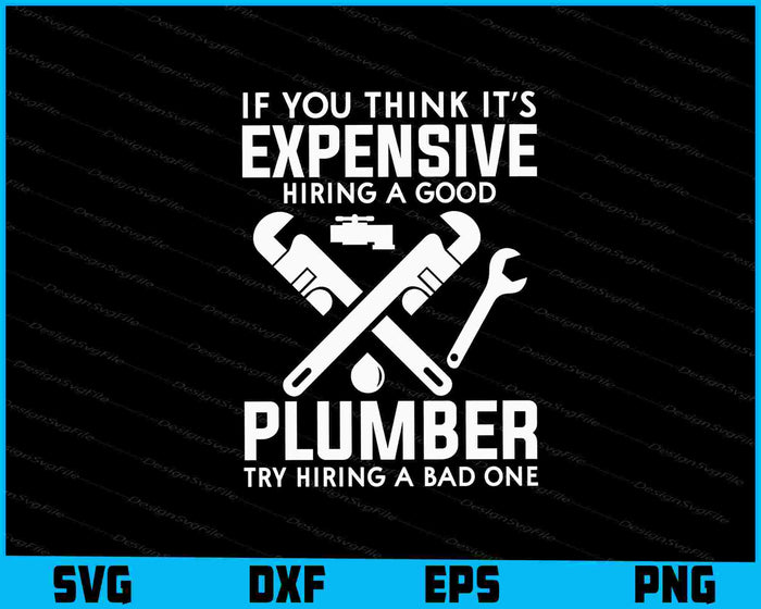 Collection of plumber-themed designs with text and tools on a black background.