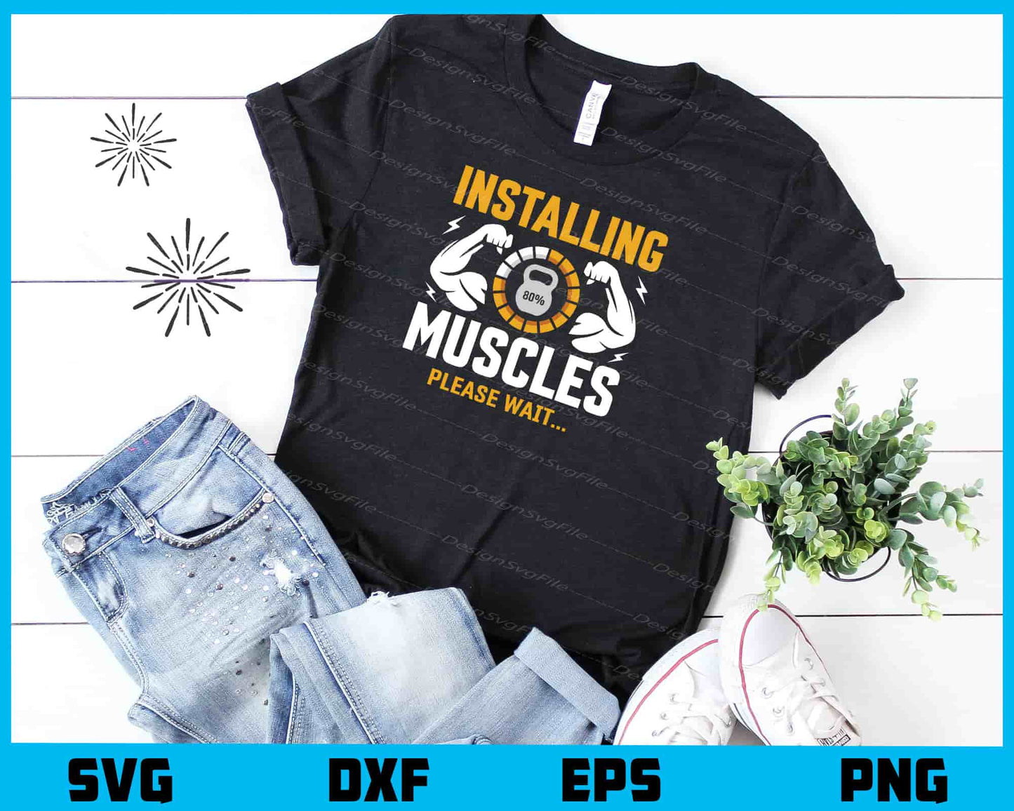 Installing Muscles Please Wait Svg Cutting Printable File  - Premium Cutting Files in SVG, PNG & EPS Formats - Premium SVG Cutting Files for Crafts