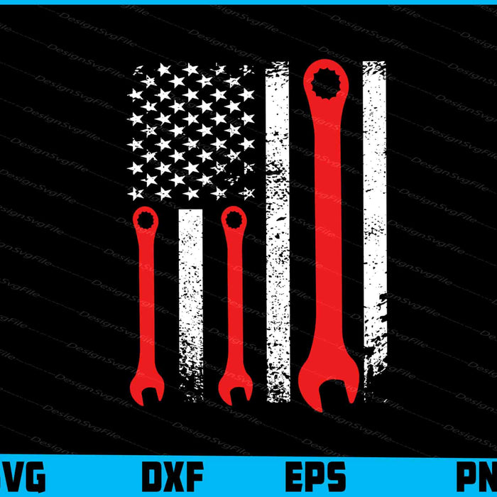 Ironworker Tools Flag USA SVG