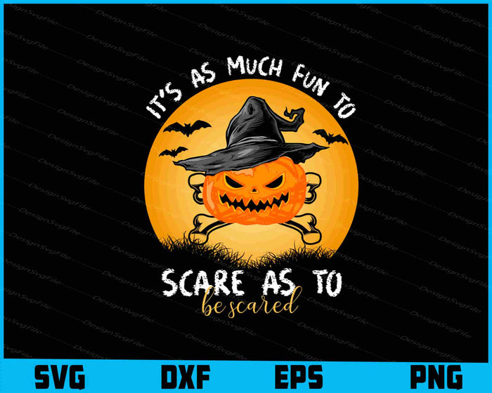 Halloween-themed design with a pumpkin wearing a witch hat and text on a black background.