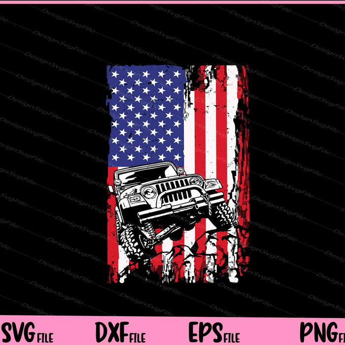 Jeep With USA Flag 4th of July Svg Cutting Printable Files  - Premium Cutting Files in SVG, PNG & EPS Formats - Premium SVG Cutting Files for Crafts
