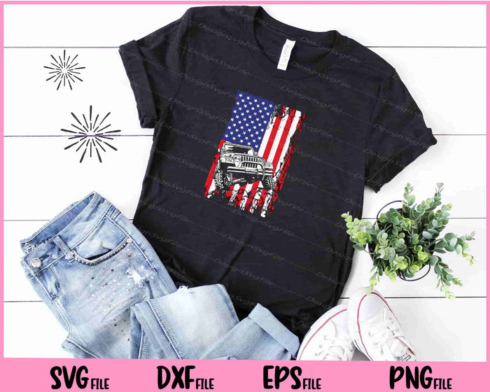 Jeep With USA Flag 4th of July Svg Cutting Printable Files  - Premium Cutting Files in SVG, PNG & EPS Formats - Premium SVG Cutting Files for Crafts