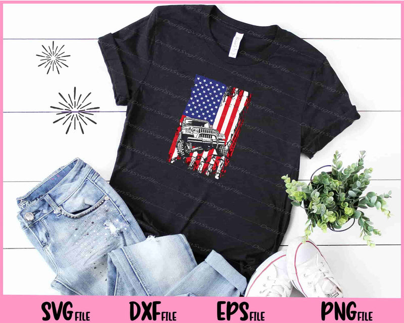 Jeep With USA Flag 4th of July t shirt