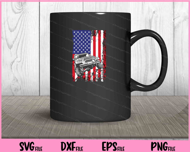 Jeep With USA Flag 4th of July mug