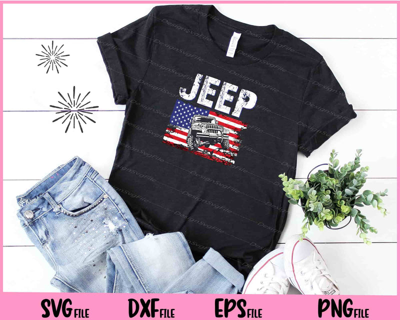 Jeep With American Flag 4th of July t shirt