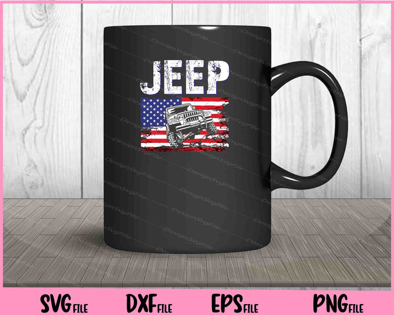 Jeep With American Flag 4th of July mug
