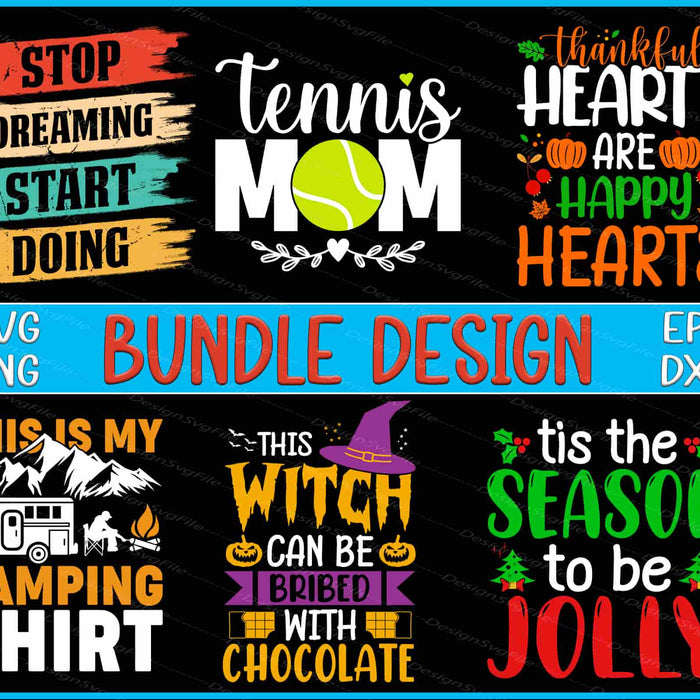 Collection of various text designs with graphics on a black background, including motivational phrases and Halloween-themed text.