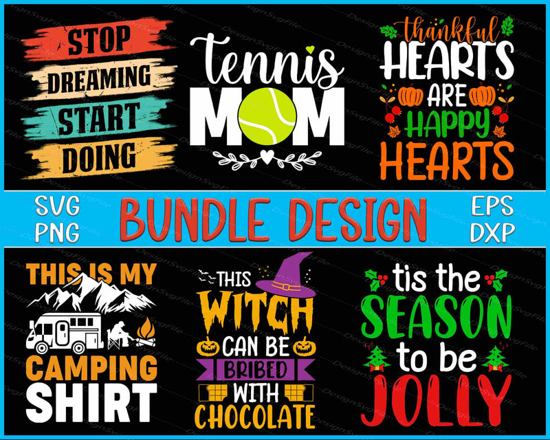 Collection of various text designs with graphics on a black background, including motivational phrases and Halloween-themed text.