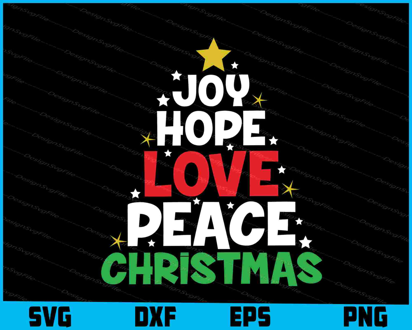 Joy Hope Love Peace Christmas SVG PNG File