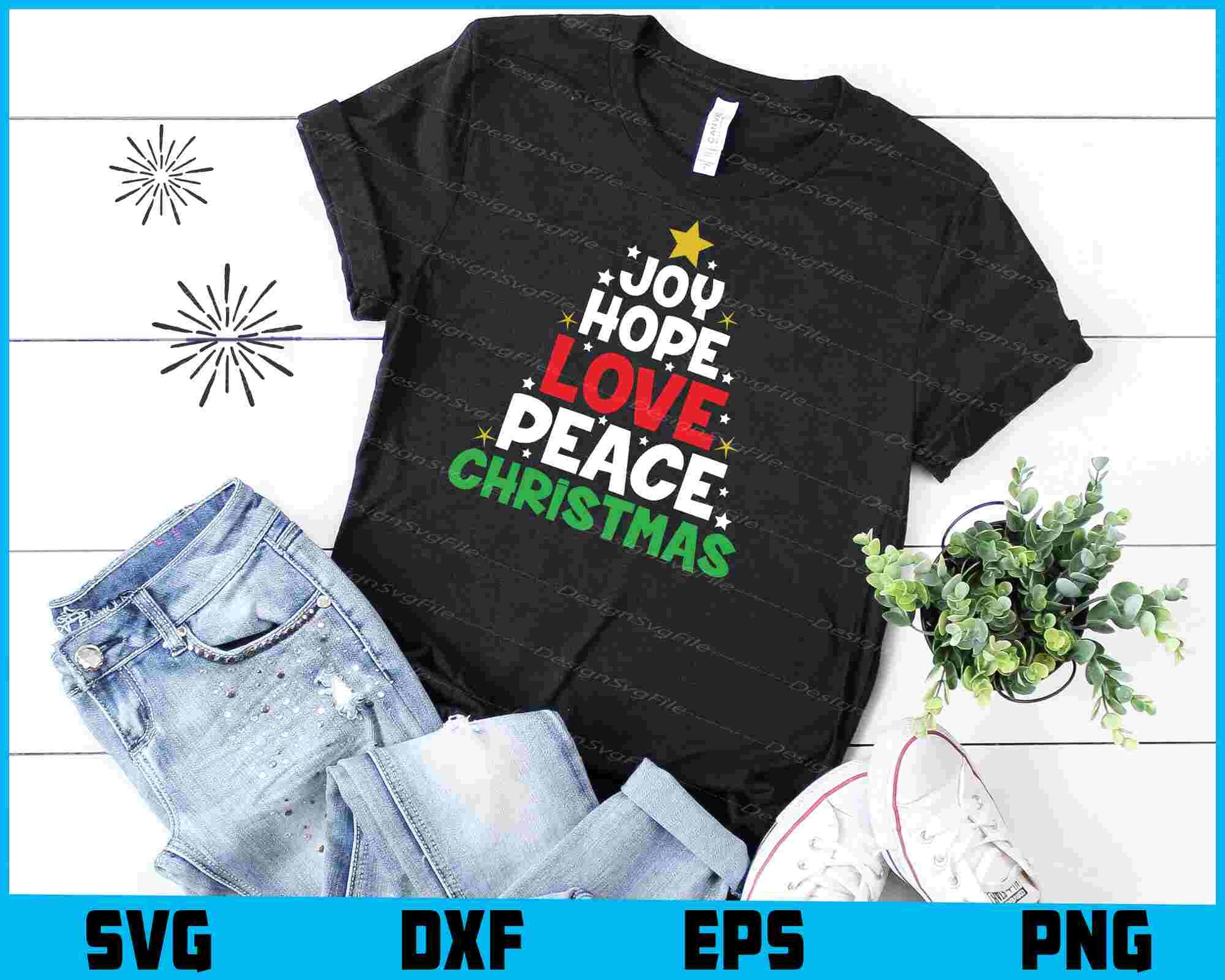 Joy Hope Love Peace Christmas SVG PNG File