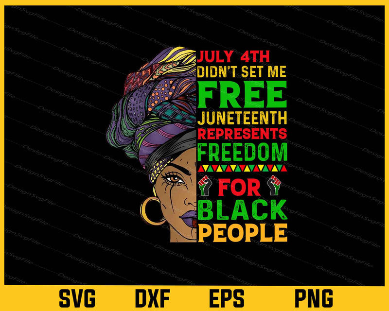 July 4th Didn’t Set Me Free Juneteenth Black Svg Cutting Printable File  - Premium Cutting Files in SVG, PNG & EPS Formats - Premium SVG Cutting Files for Crafts