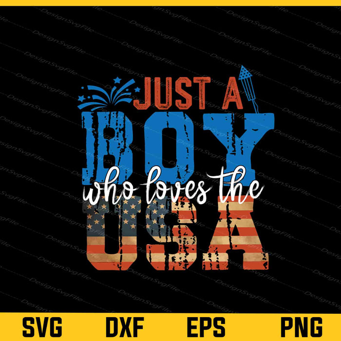Just A Boy Who Loves The USA Svg Cutting Printable File  - Premium Cutting Files in SVG, PNG & EPS Formats - Premium SVG Cutting Files for Crafts