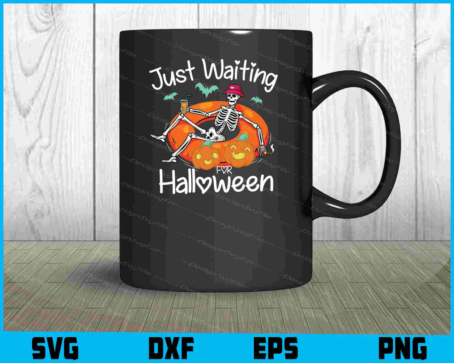 Just Waiting for Halloween Skeleton Summer SVG PNG Design Printable File  - Premium Cutting Files in SVG, PNG & EPS Formats - Premium SVG Cutting Files for Crafts