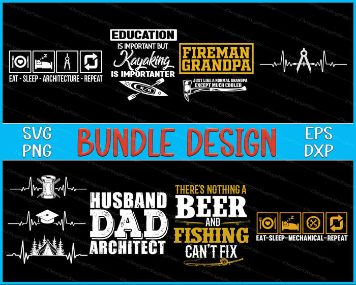 Kayaking Bundle SVG, Heartbeat PNG