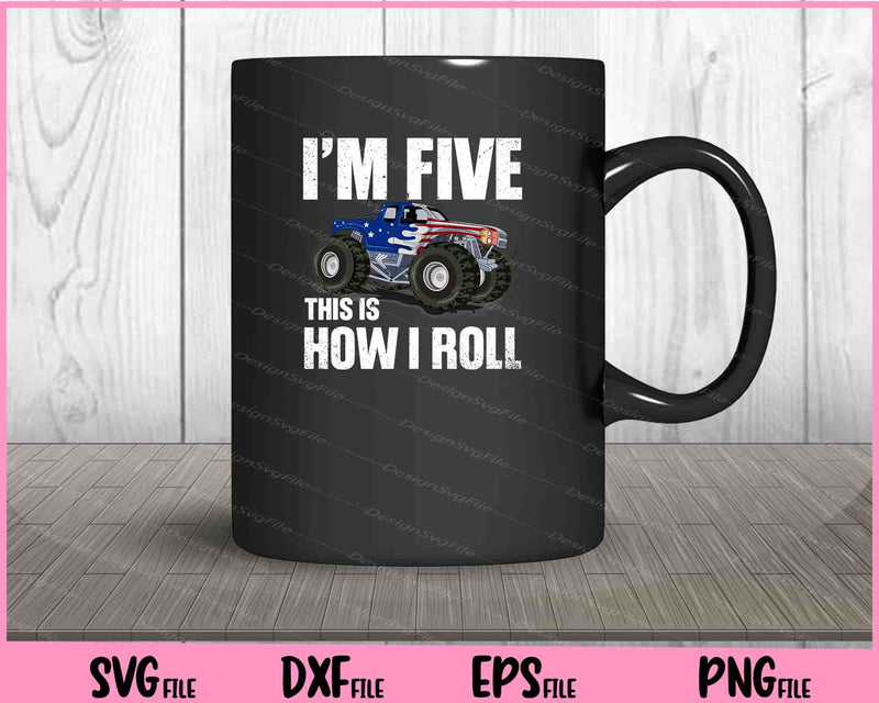 Kids 5 Year Old Monster Truck Birthday Party Trucks Boys 5th mug