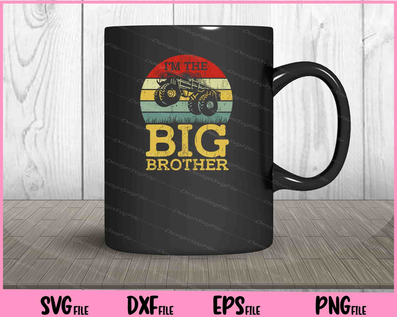 Kids I'm The Big Brother Funny Monster Truck mug