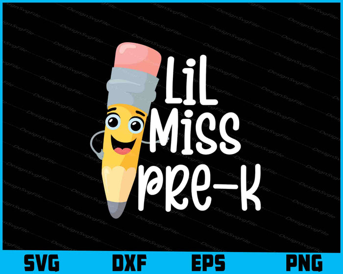 Kids Little Miss Pre-K Shirt Back to School Pre Kindergarten SVG