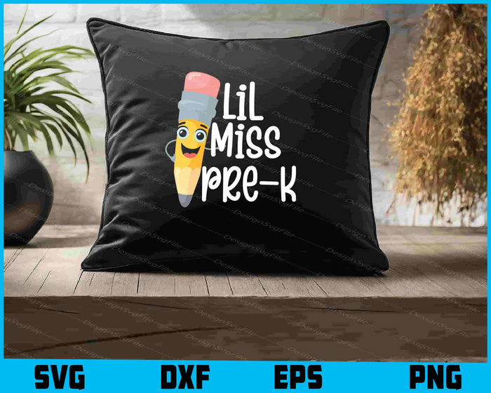 Kids Little Miss Pre-K Shirt Back to School Pre Kindergarten SVG