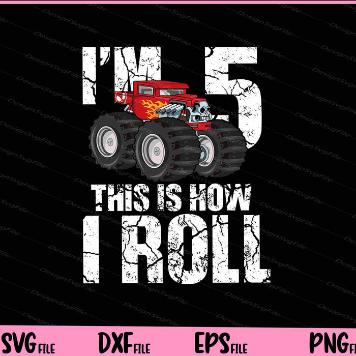 Kids Monster Truck 5th Birthday Boy 5 Year Old Svg Cutting Printable Files  - Premium Cutting Files in SVG, PNG & EPS Formats - Premium SVG Cutting Files for Crafts