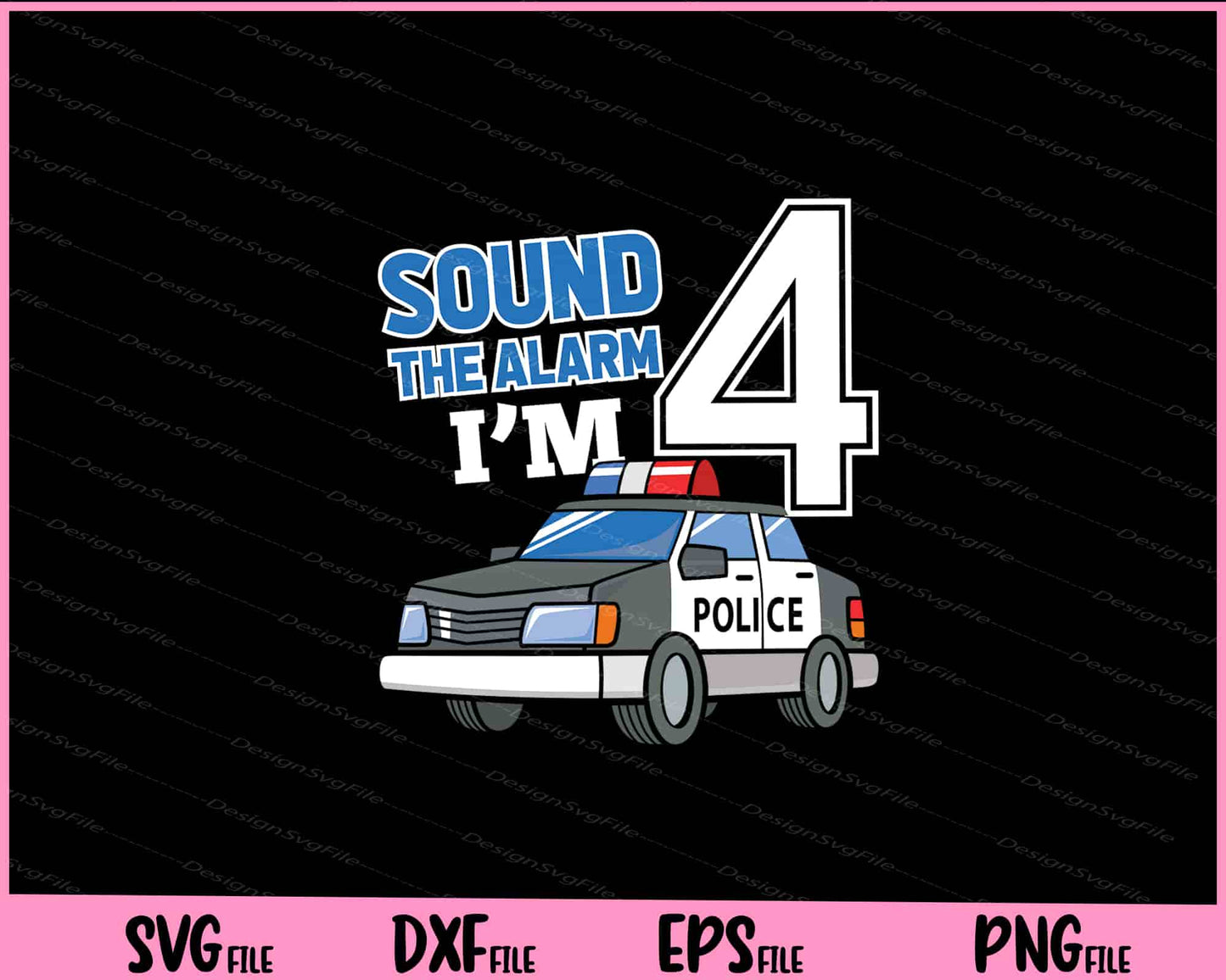 Kids Police Car 4th Birthday Boy 4 Cop Policeman Officer Svg Cutting Printable File  - Premium Cutting Files in SVG, PNG & EPS Formats - Premium SVG Cutting Files for Crafts