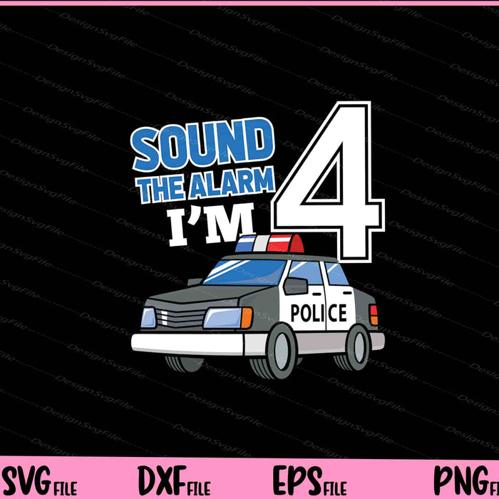 Kids Police Car 4th Birthday Boy 4 Cop Policeman Officer Svg Cutting Printable File  - Premium Cutting Files in SVG, PNG & EPS Formats - Premium SVG Cutting Files for Crafts