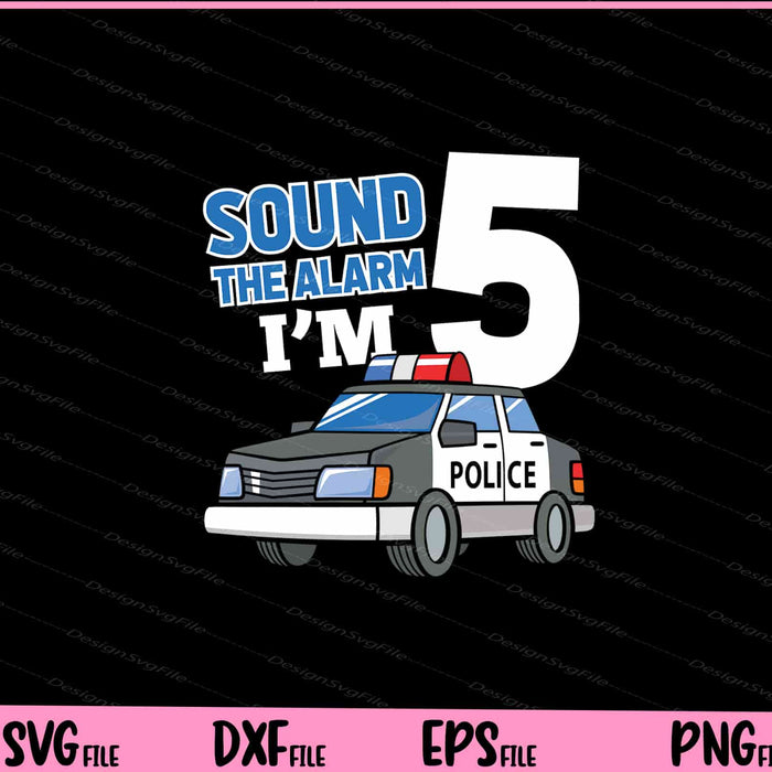 Kids Police Car 5th Birthday Boy 5 Cop Policeman Officer Svg Cutting Printable File  - Premium Cutting Files in SVG, PNG & EPS Formats - Premium SVG Cutting Files for Crafts