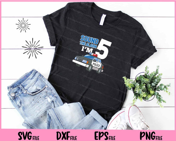 Kids Police Car 5th Birthday Boy 5 Cop Policeman Officer t shirt