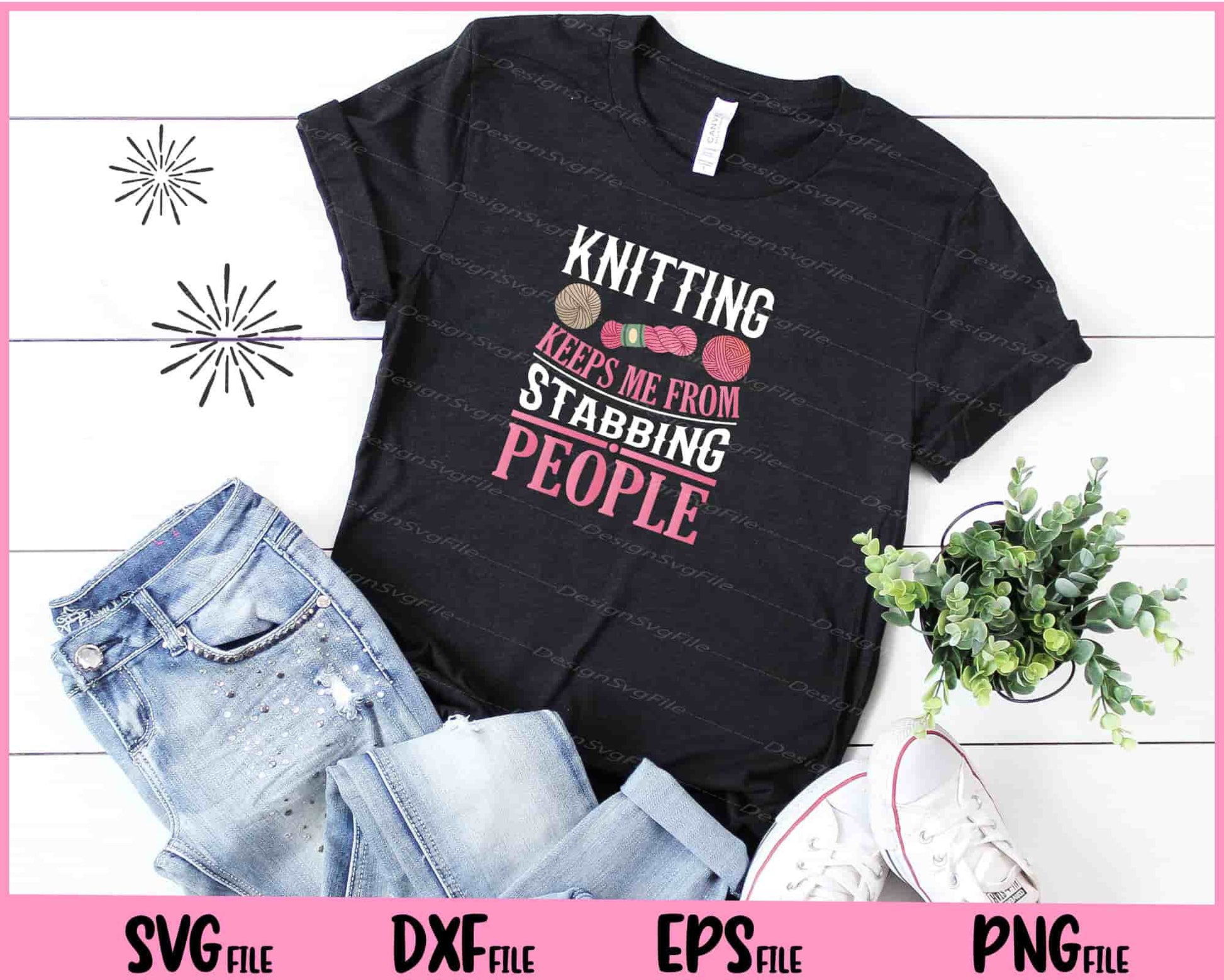 Knitting keeps me from stabbing people Svg Cutting Printable Files  - Premium Cutting Files in SVG, PNG & EPS Formats - Premium SVG Cutting Files for Crafts