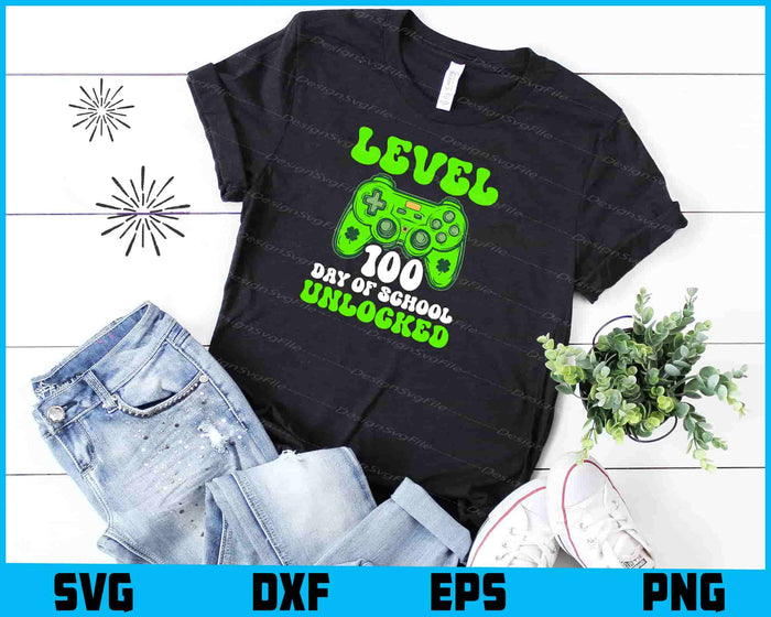 Level 100th Day Of School Unlocked Video Games SVG St Patricks Day PNG
