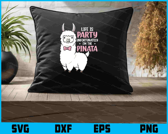 Collection of llama-themed designs with text and graphics on a black background.