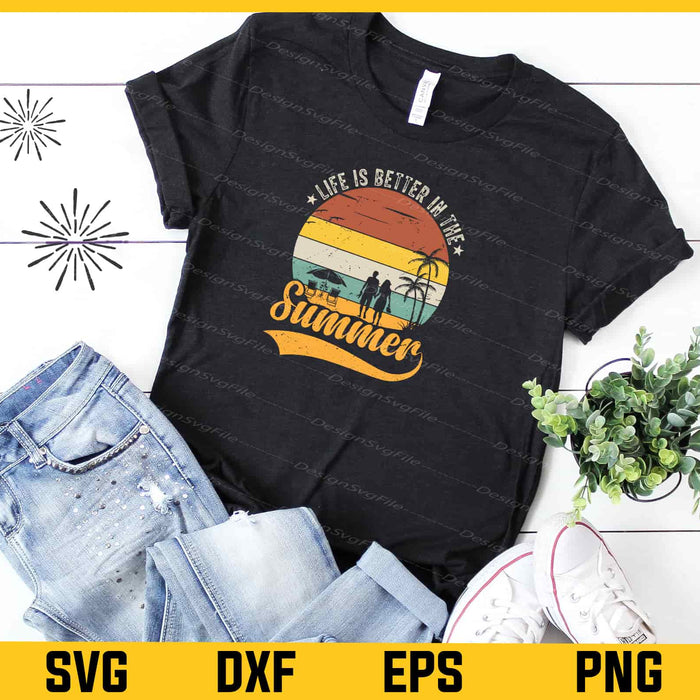 Life Is Better In The Summer Vintage Svg Cutting Printable File  - Premium Cutting Files in SVG, PNG & EPS Formats - Premium SVG Cutting Files for Crafts