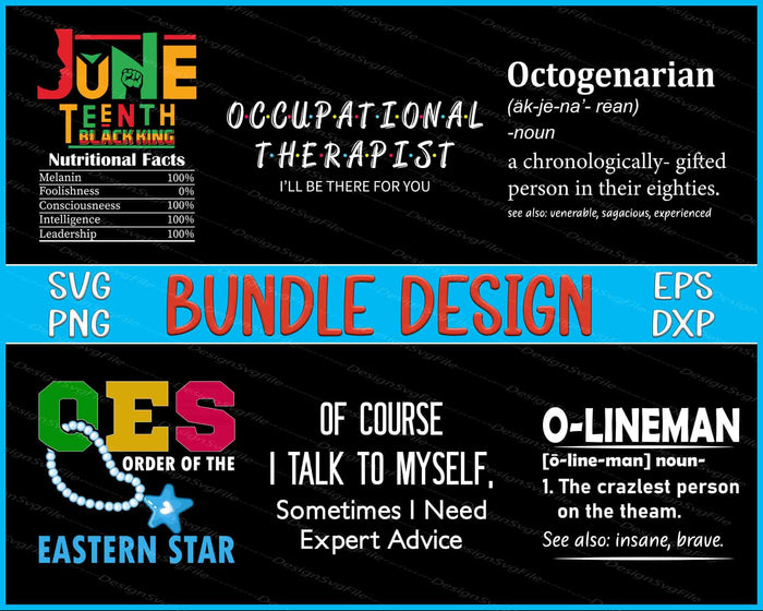 Lineman Bundle SVG, Nutritional Facts Juneteenth RBG PNG