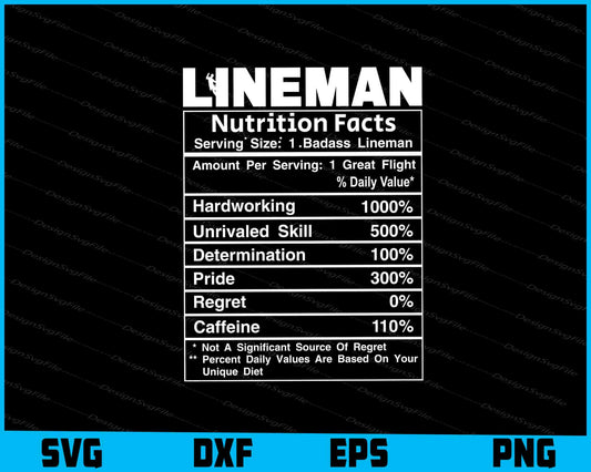 Lineman Nutrition Facts SVG