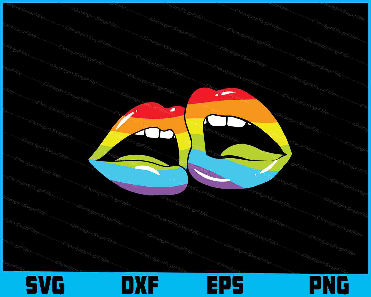 Lips Rainbow LGBT Pride SVG PNG Printable File  - Premium Cutting Files in SVG, PNG & EPS Formats - Premium SVG Cutting Files for Crafts