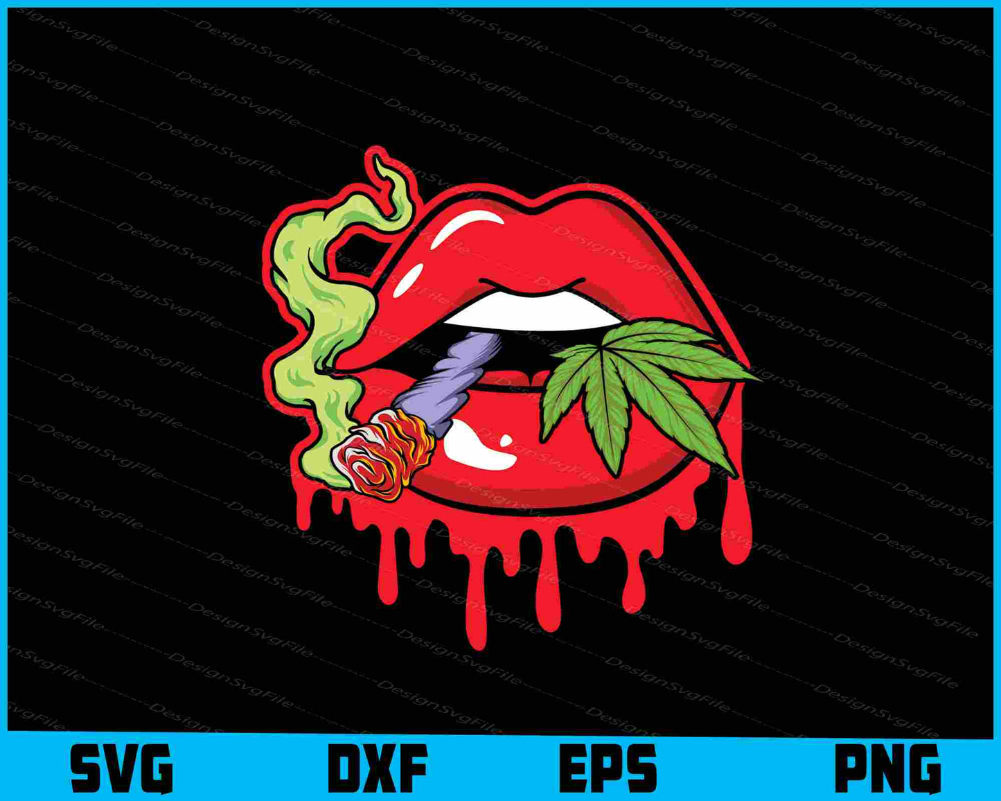 Lips Sexy Smoker Weed SVG PNG Printable File  - Premium Cutting Files in SVG, PNG & EPS Formats - Premium SVG Cutting Files for Crafts