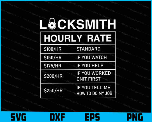 Locksmith Hourly Rate Nutrition Facts SVG