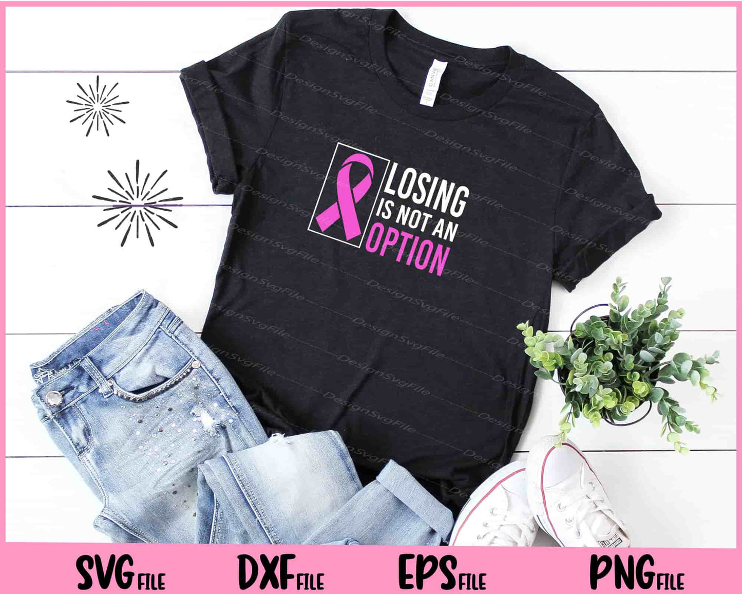 Losing is not an option Breast Cancer Svg Cutting Printable Files  - Premium Cutting Files in SVG, PNG & EPS Formats - Premium SVG Cutting Files for Crafts