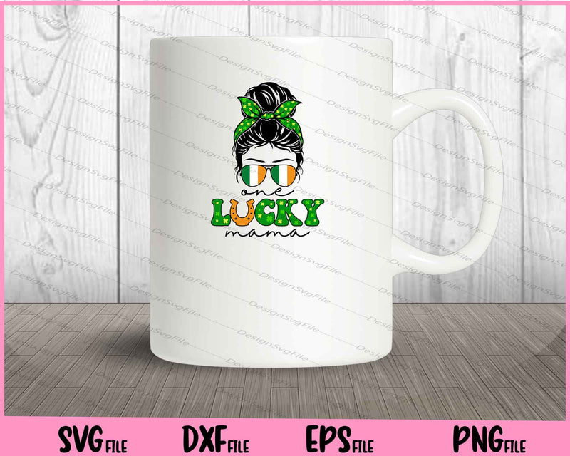 Lucky Mama Messy Bun Shamrock St Patrick's Day mug