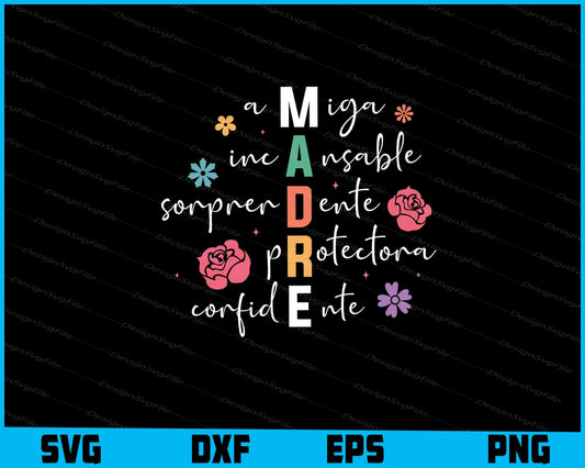 Madre SVG, Madre Definition PNG, Latina Mom Digital Printable File  - Premium Cutting Files in SVG, PNG & EPS Formats - Premium SVG Cutting Files for Crafts