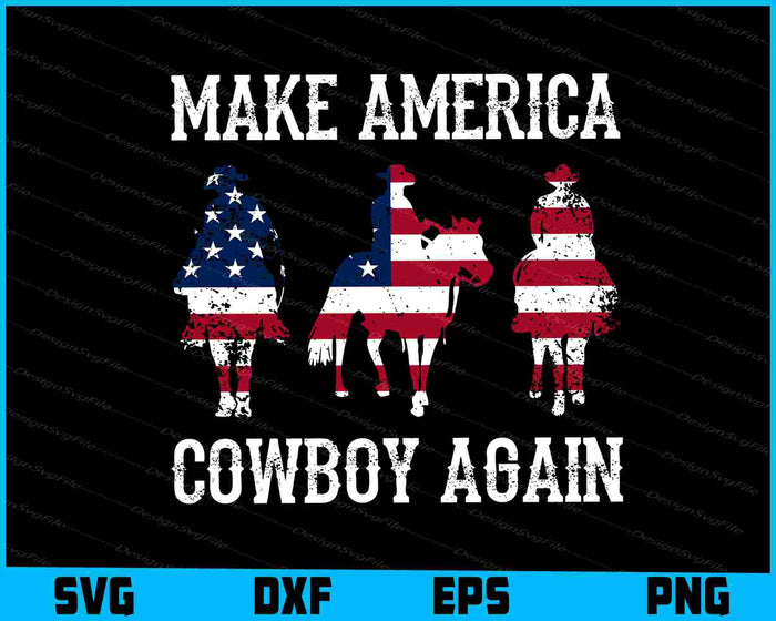 Collection of cowboy-themed designs with text and graphics on a black background.