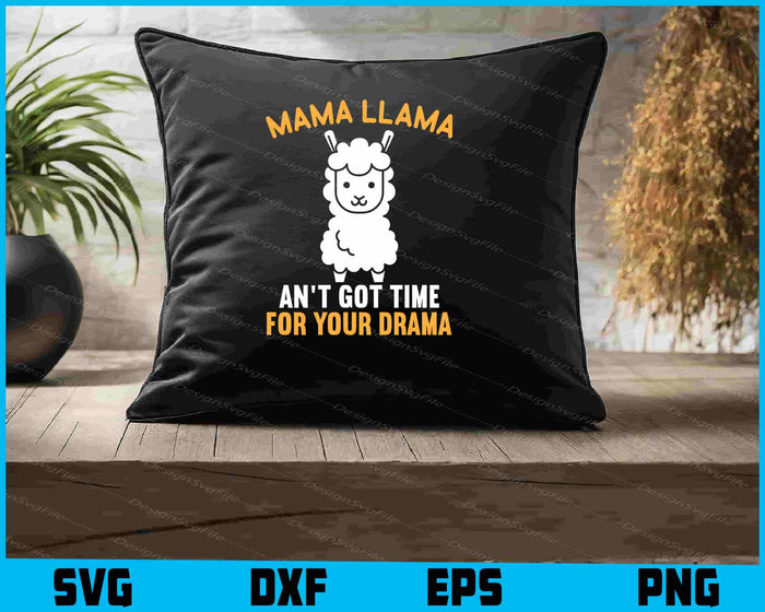 Collection of llama-themed designs with text and graphics on a black background